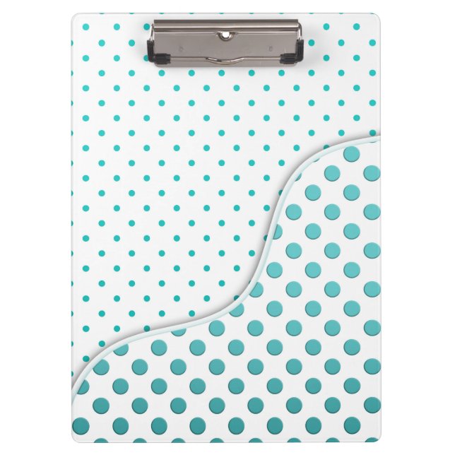 Modern Polka Dot Design Turquoise White Clipboard (Front)