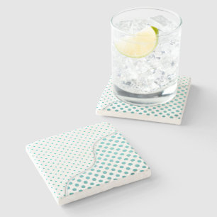 Modern Polka Dot Design Turquoise White Stone Coaster