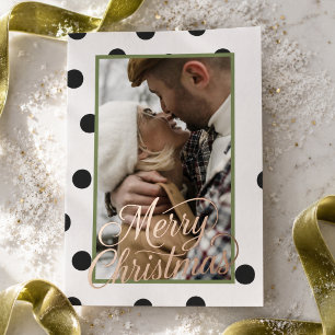 Modern Polka Dot Merry Christmas Photo