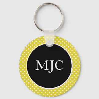 Modern Polka Dot Personalised Button Key Ring