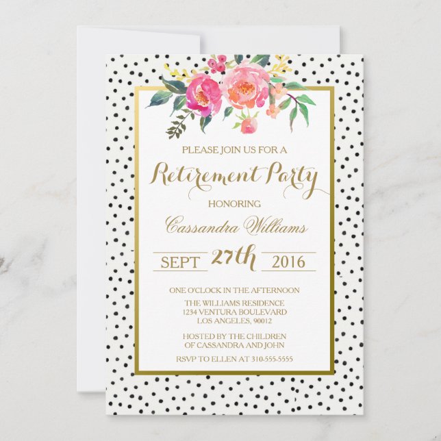 Modern Polka Dot Retirement Party Invitation (Front)