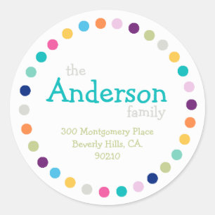 Modern Polka Dots Address Label Sticker