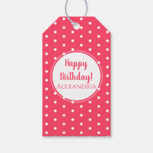 Modern Polka Dots Happy Birthday Gift Tags