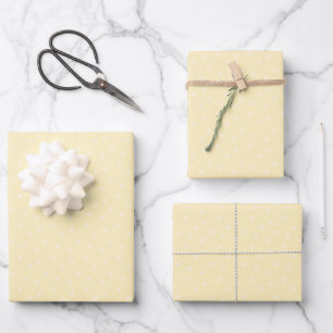 Modern Polka Dots on Buttermilk Yellow Wrapping Paper Sheet