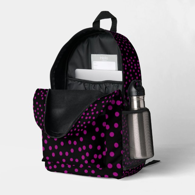 Modern Polka Dots Printed Backpack (Back Corner Right (Open))