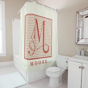 Modern Polkadots Background  Large Monogram M Shower Curtain