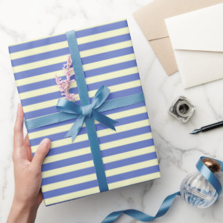 Modern Polo Blue and Mimosa Stripe Pattern Gift Wrapping Paper