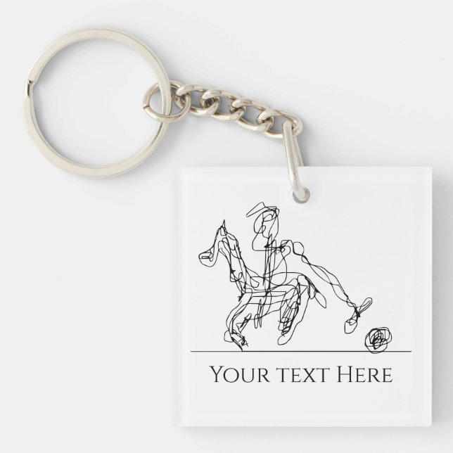 Modern Polo Player Horse  Key Ring (Front)