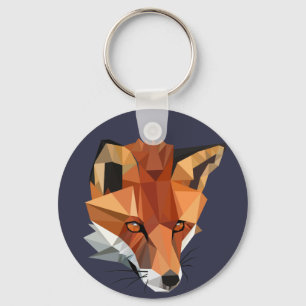 Modern Polygon Fox Custom Key Ring