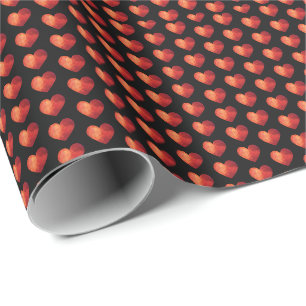 Modern polygonal crystal red heart wrapping paper
