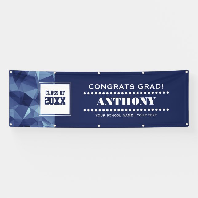 Modern Polygonal Design Graduation Party Banner (Horizontal)