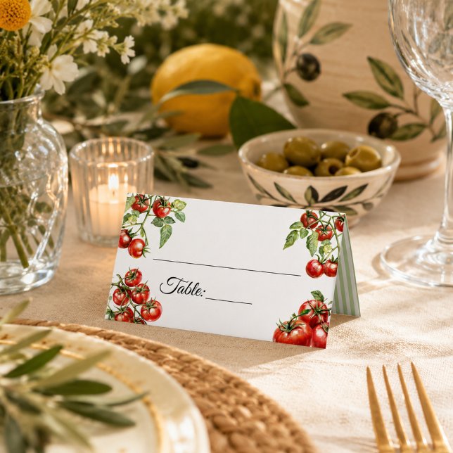 Modern Pomodoro Wedding  Place Card (Elegant Pomodoro wedding place cards)