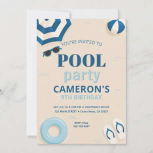 Modern Pool Birthday Party Invitation
