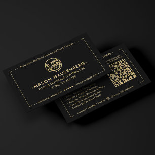 Modern Pool Outdoor Living Contractor Black Business Card