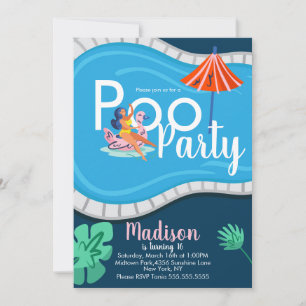Modern Pool Party Birthday Teen Adult Invitation