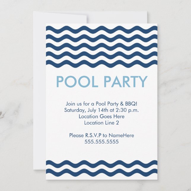 Modern Pool Party Invitations (Front)