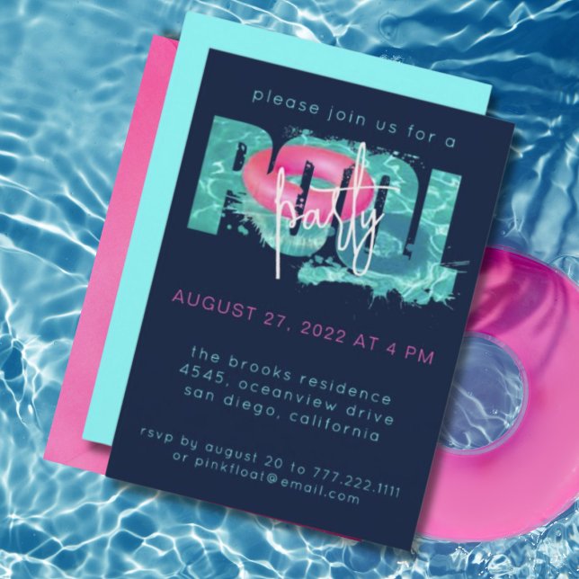 Modern Pool Party Splash Invitation (Creator Uploaded)