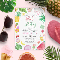 Modern Pool Party Summer Sweet 16 Birthday