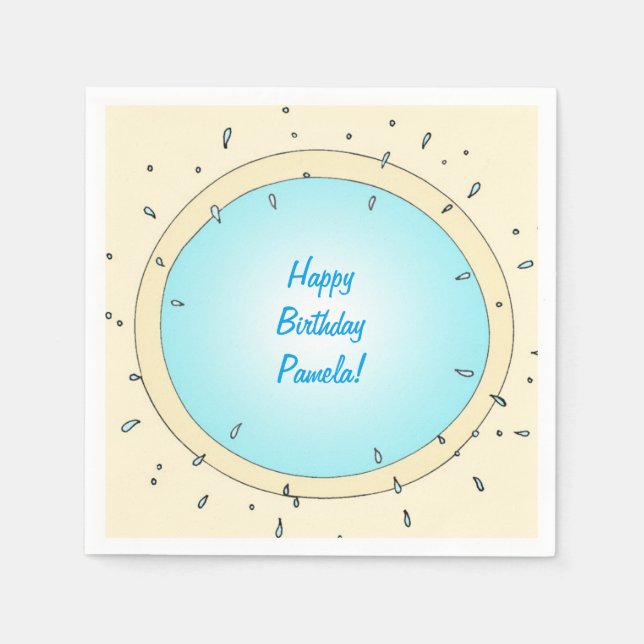Modern Pool Splash Personalised Birthday Napkins (Front)
