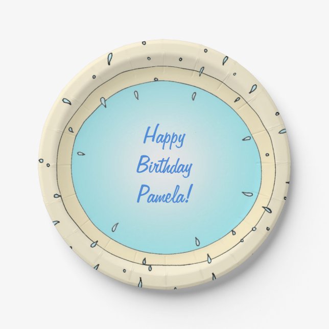 Modern Pool Splash Personalised Birthday Plates (Front)