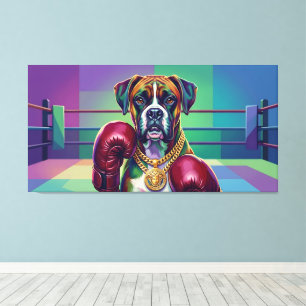 Modern Pop Art Boxer Dog Boxing Athlete Canvas Print