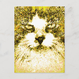Modern Pop Art Cat Gold Postcard