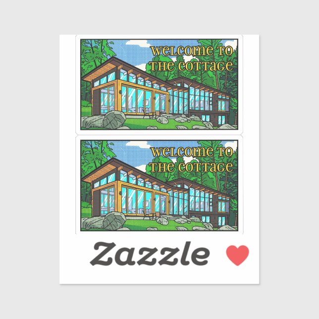 Modern Pop Art Forest Cabin Mid-Century Comic (Sheet)