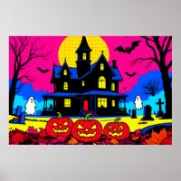 Modern Pop Art Halloween Graveyard