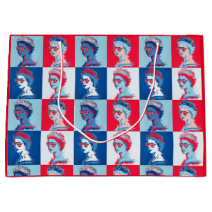 Modern Pop art HM Queen in union jack glasses Large Gift Bag