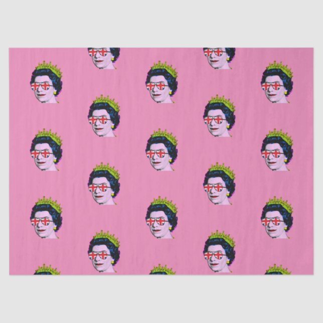 Modern Pop art Queen in Union Jack glasses  Tissue Paper (Front)