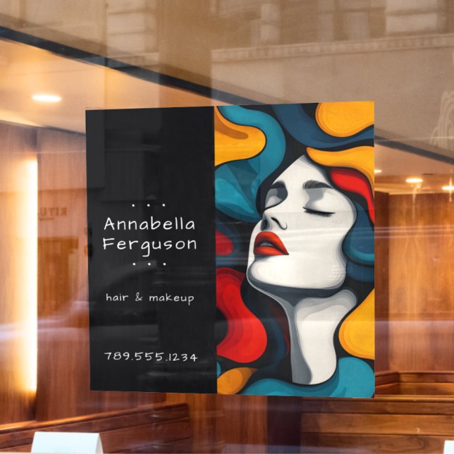 Modern Pop Art Retro Colorful Hair Makeup (Modern Pop Art Retro Colorful Hair Makeup Window Cling)