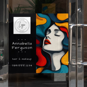 Modern Pop Art Retro Colorful Hair Makeup Logo