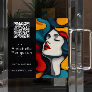 Modern Pop Art Retro Colorful Hair Makeup QR Code