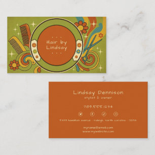 Modern Pop Art Retro Seventies Hair Business Card