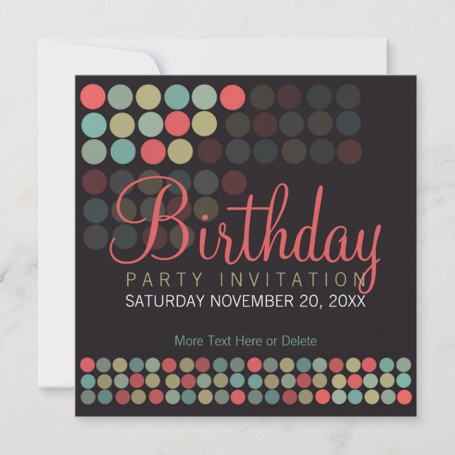 Modern Pop Dots Party Birthday Invitation (Front)