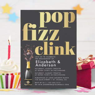 Modern Pop Engagement Party Foil Stylish Design Invitation