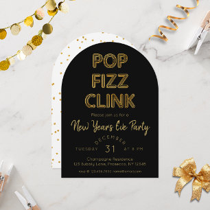 Modern Pop Fizz Clink New Year's Eve Party Invitation