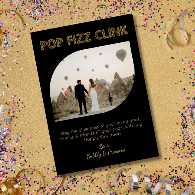 Modern Pop Fizz Clink Typography Happy New Year (Creator Uploaded)