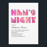 Modern Pop Hen's Night Invitations<br><div class="desc">These Modern Pop Hen's Night party invitations are white with a hot pink,  blue,  yellow and red coloured design. For an extra shimmer choose silver metallic paper.</div>