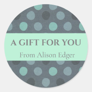 Modern Pop Turquoise Polka Dot  Customisable Label