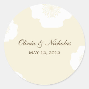 Modern Poppies Favour Stickers - Almond