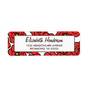 Modern Poppies Floral Print Return Address Labels