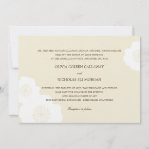 Modern Poppies Wedding Invitation - Almond