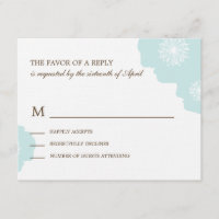 Modern Poppies Wedding RSVP Card - Aqua Blue