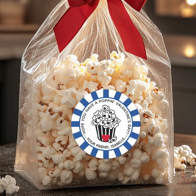 Modern Poppin' Valentine's Day Classic Round Sticker (Modern Poppin' Valentine's Day Classic Round Sticker)