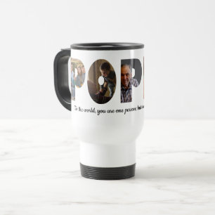 Modern POPPY 5 Photo Collage Quote Father's Day Travel Mug