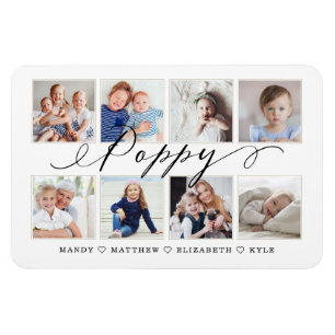 Modern Poppy Script Grandchildren Photo Collage Magnet