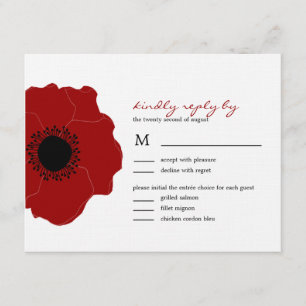 Modern Poppy Wedding RSVP/Response Cards (Red)