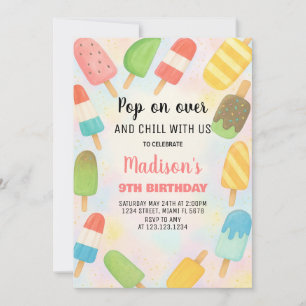 Modern Popsicle Birthday Invitation