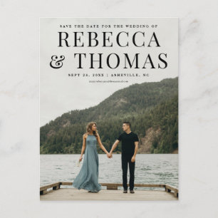 Modern portrait photo wedding save the date announcement postcard